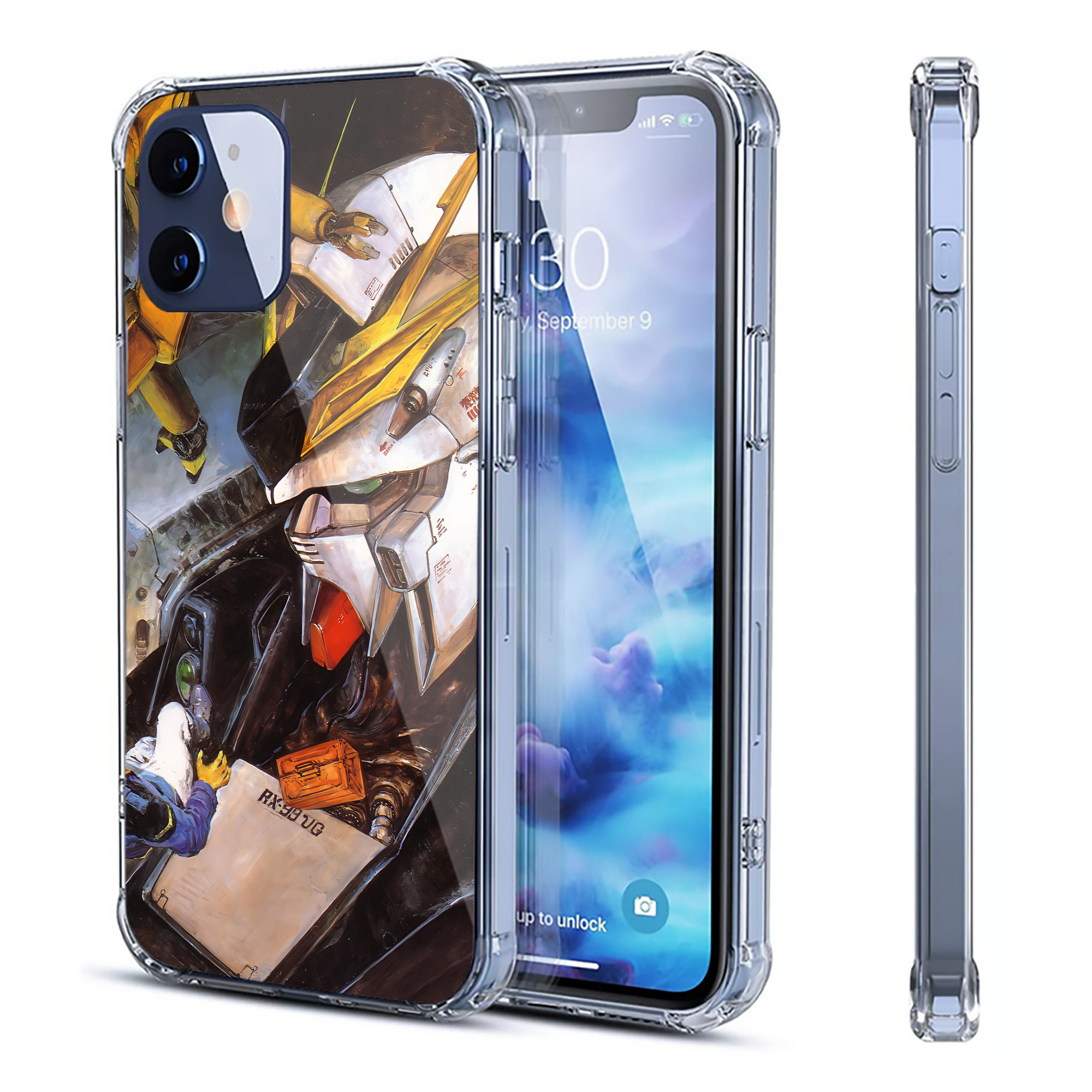 （画像用） 機動戦士ガンダム Mobile Suit Gundam 【iPhone 12シリーズ対応】透明スマホケース（クリアソフトケース）